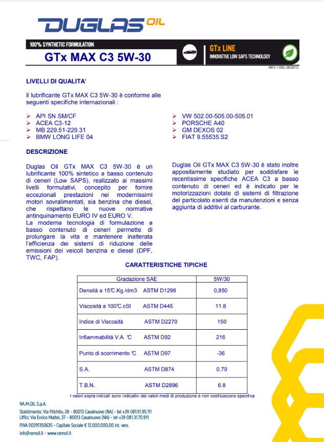 ACEITE 5w30 MAX C3 - DUGLAS A6