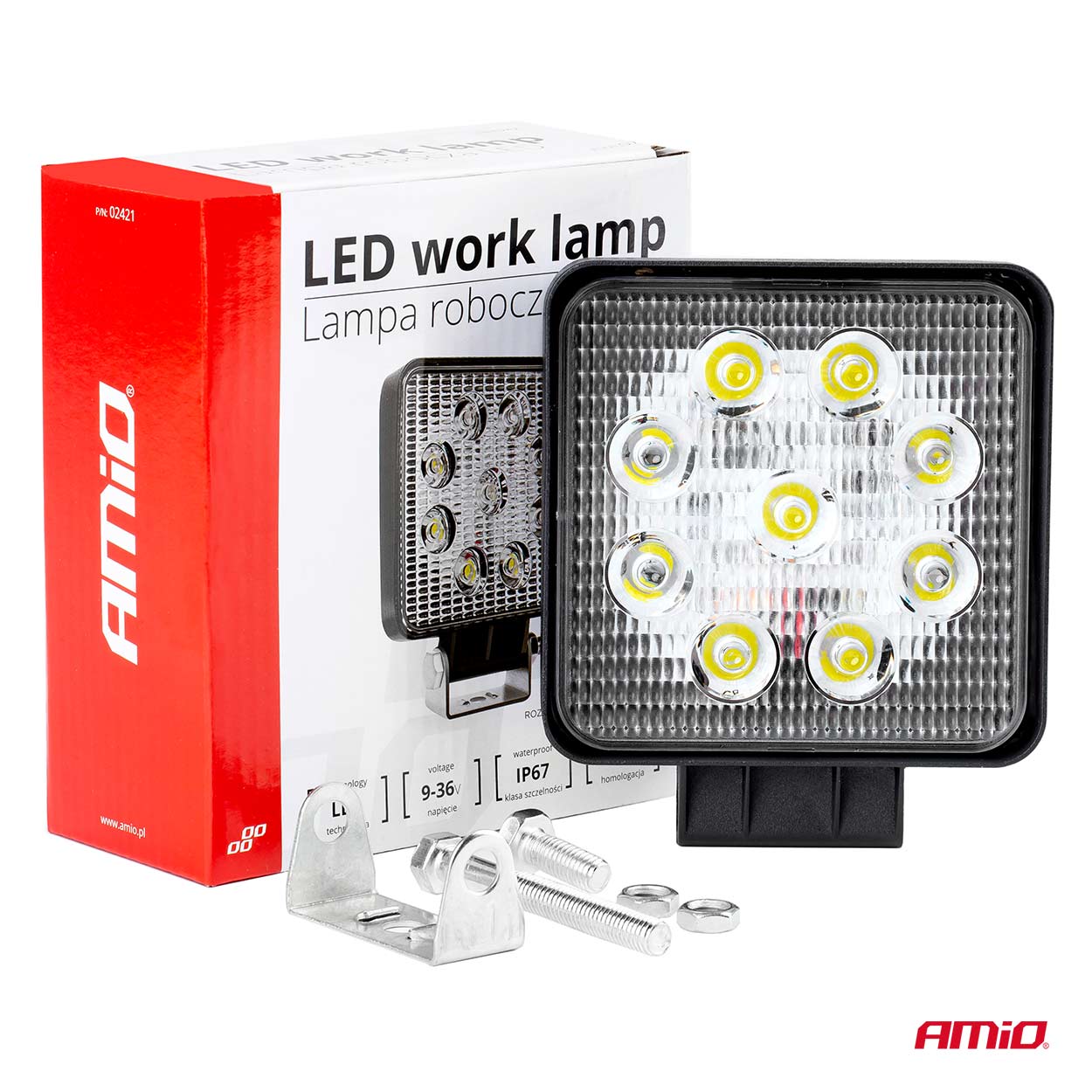 Foco de Trabajo de 9 Leds de 27W 9-36V R10 E9 IP67 - AMIO 02421