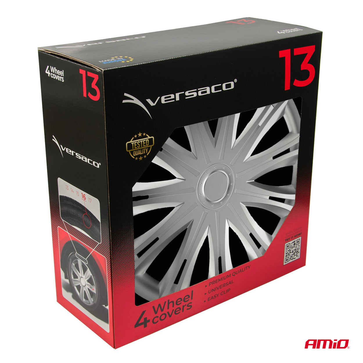 TAPACUBOS COCHE 4PCS SET SPARK PLATA 13" COLOR BOX 0962