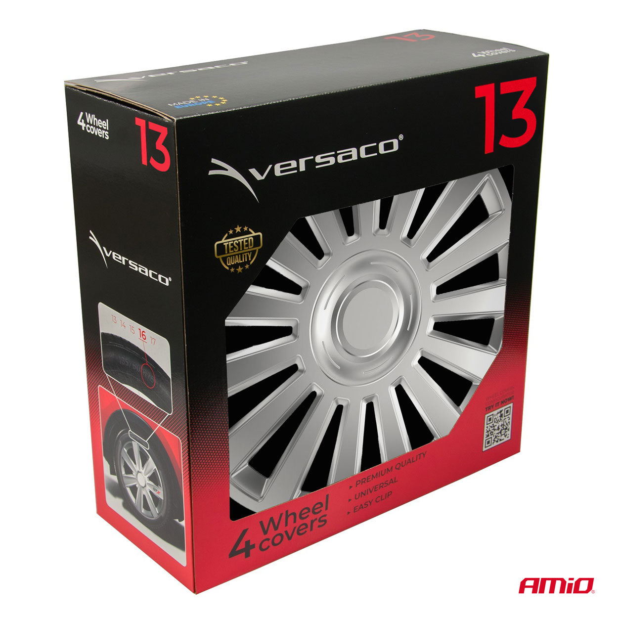 Tapacubos coche 4pcs set Luxury plata 13" COLOR BOX 1037