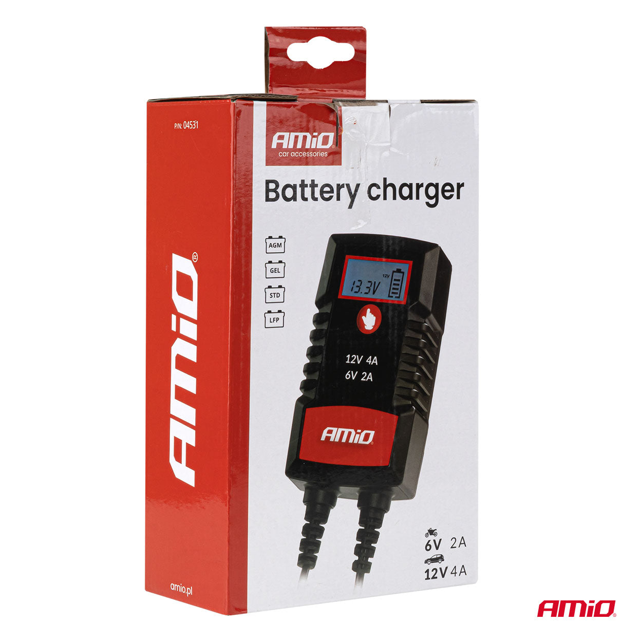 Cargador de Baterías Digital AGM GEL STD LiFePo4 MAX 4A 6/12V - AMIO 04531
