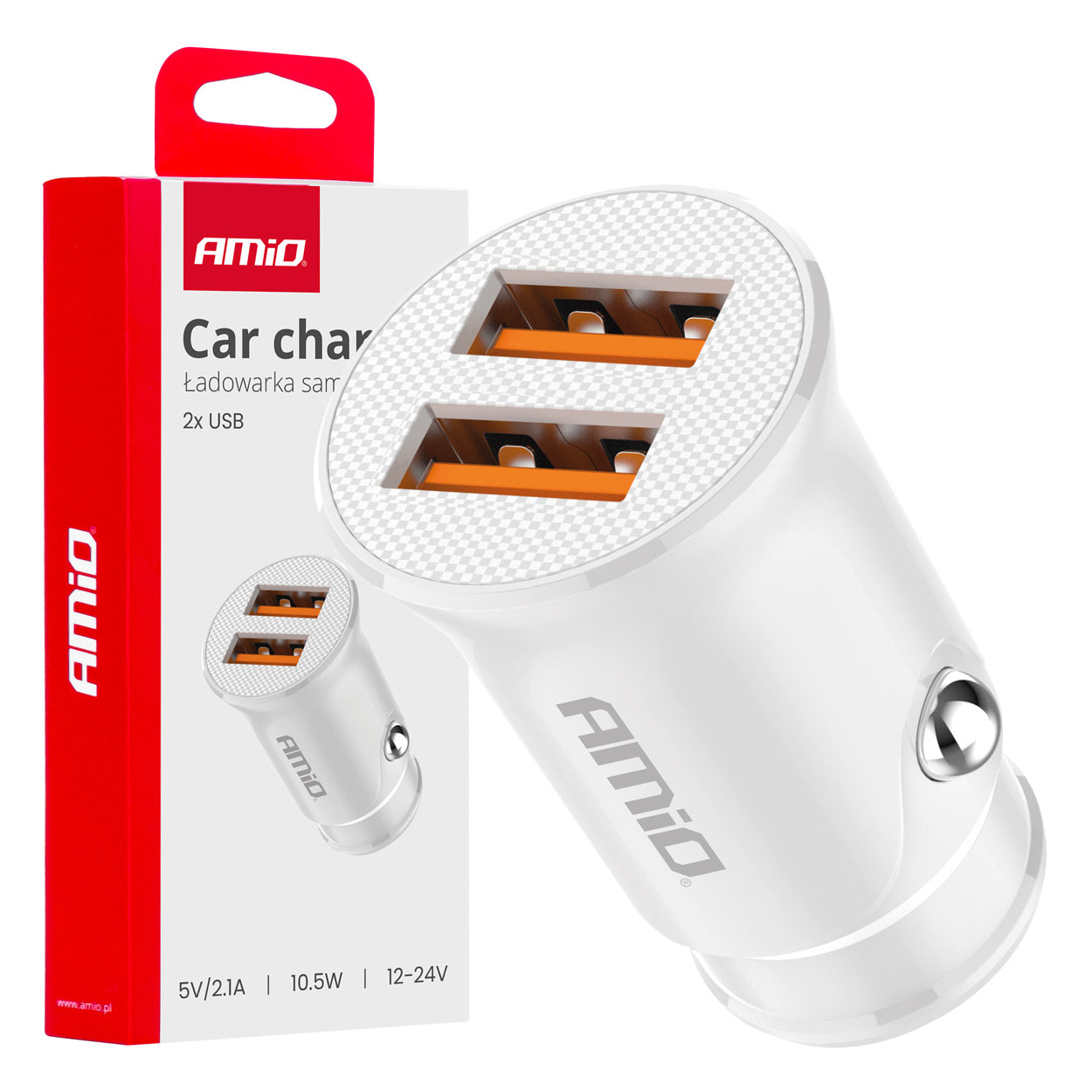 Cargador de coche 2x USB-A 2.1A 12/24V - AMiO 03872