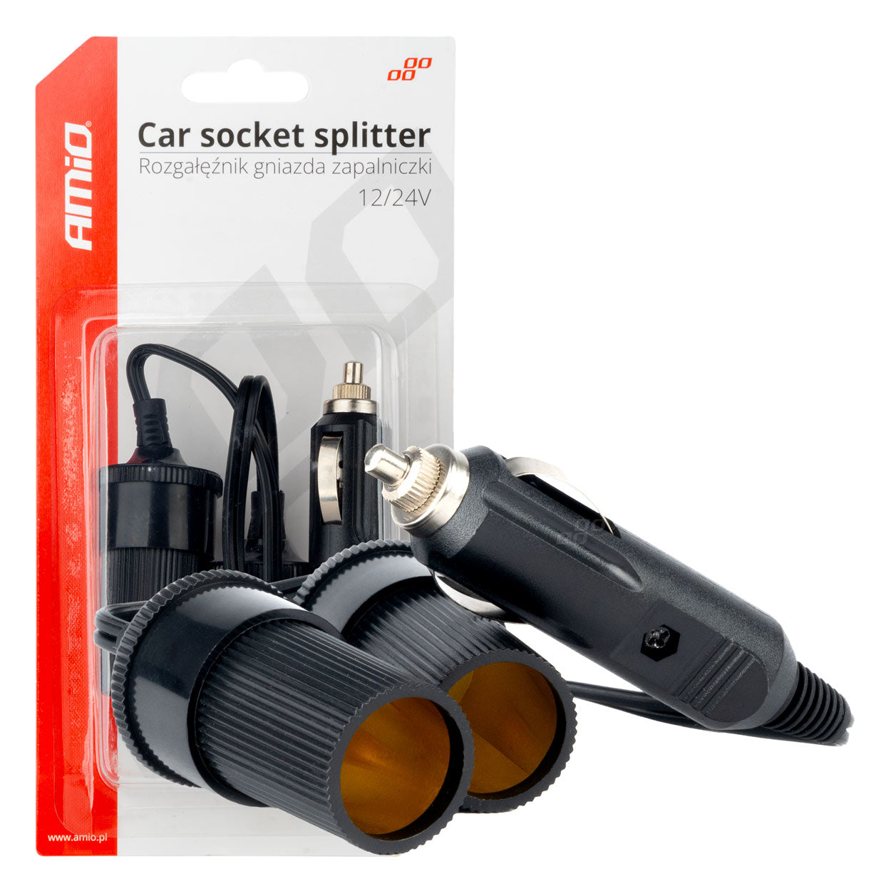 Divisor de tomas de mechero de coche de 12/24 V - AMIO 03801