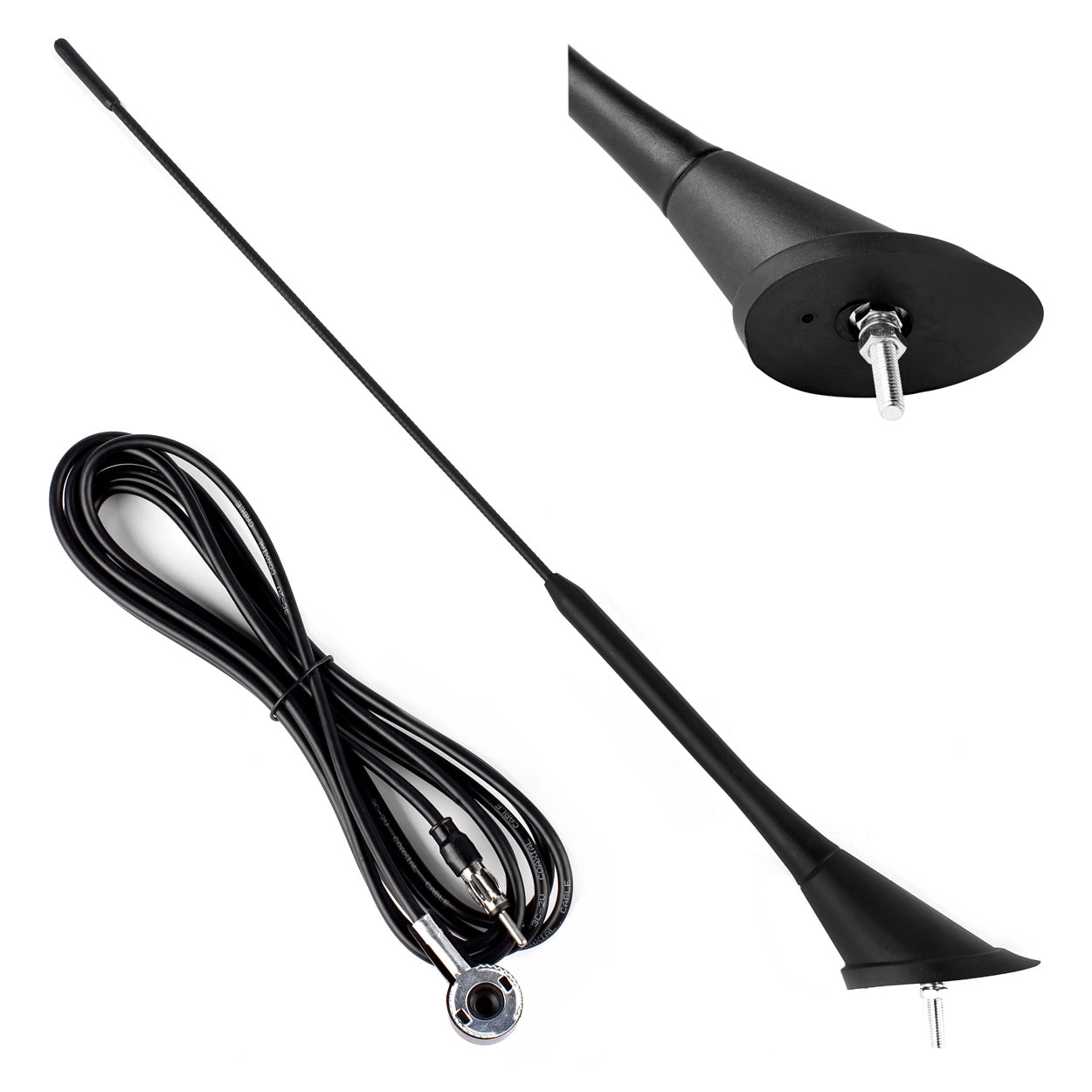 AMIO 01507 - ANTENA PARA COCHE 40CM 5MM ADAPTOR 3M CORD ANT07