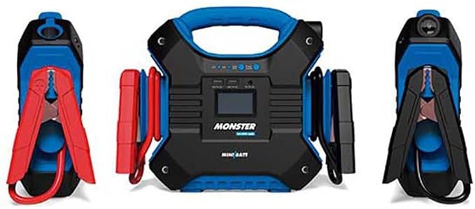 MONSTERXL - Miniarrancador para coches 35.000 mAh de MiniBatt- Especial para camiones, barcos, aviones... 24V. Incluye pinzas de arranque inteligentes.