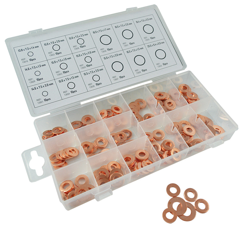 ESTUCHE DE ARANDELAS DE COBRE PARA INYECTOR 150PCS 53229