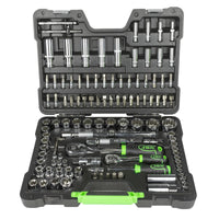 Maletín de Herramientas de 113 pcs con Vasos de 12 cantos de 1/4" y 1/2" Cromado - JBM 54047