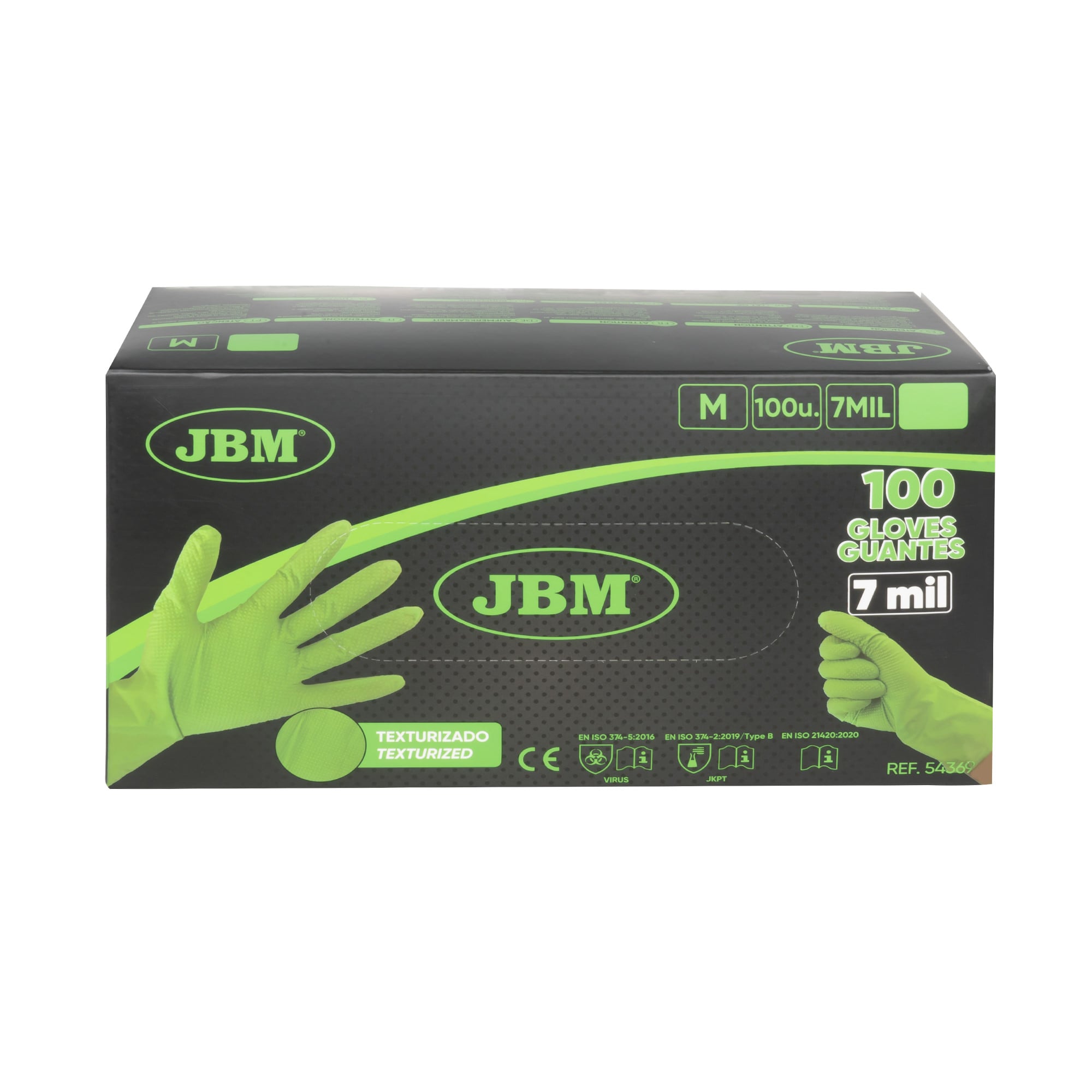 GUANTES VERDES DESECHABLES DE NITRILO T:M 7,0MIL (100 UDS.) TEXTURA DIAMANTE