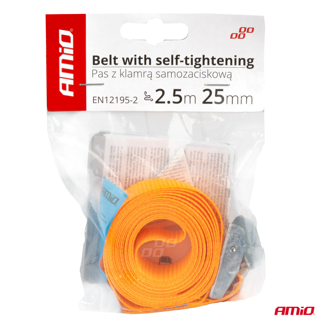 Cinta con Hebilla de presión 2,5m x 25mm - AMIO 03291