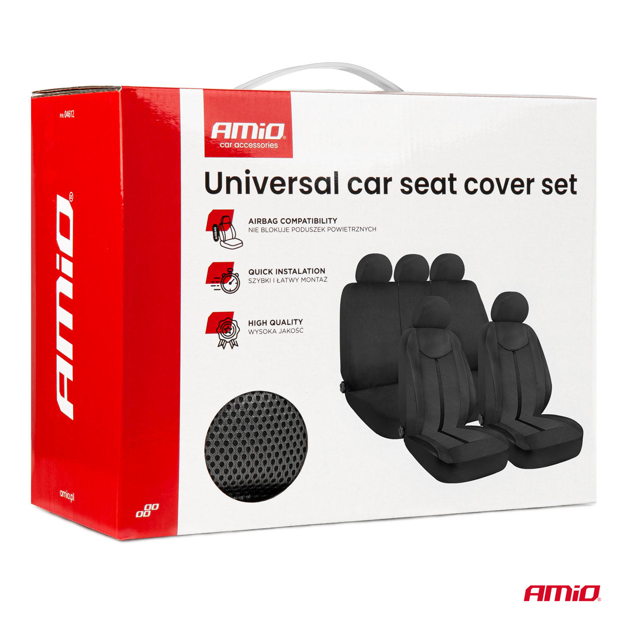 Juego de Fundas de Asiento Universales 5 plazas Negro/Gris - AMIO 04612