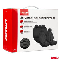 Juego de Fundas de Asiento Universales 5 plazas Negro/Gris - AMIO 04612