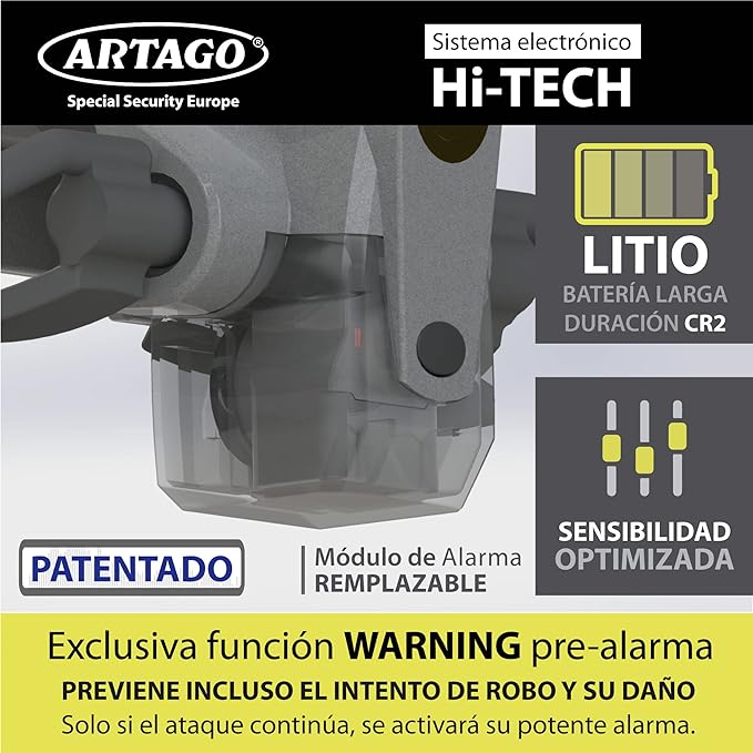 ANTIRROBO VOLANTE+ALARMA 120Db ARTAGO 870