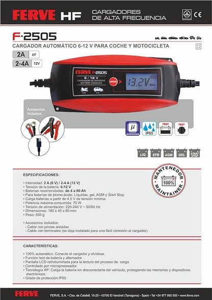 CARGADOR DE BATERIAS FERVE F2505