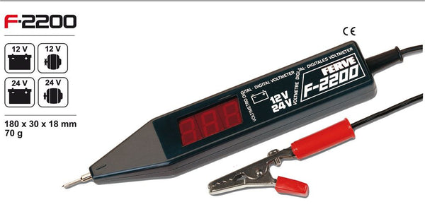 FERVE F-2200. Voltímetro digital comprobador de baterías y alternadores