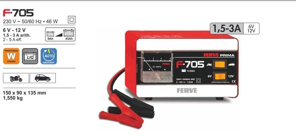 Ferve F-705 Cargador de Baterías de Plomo Ácido