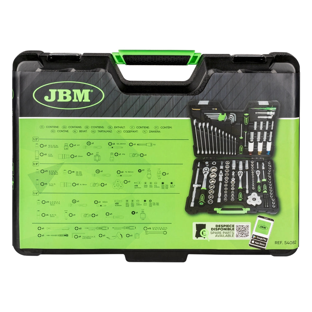 MALETÍN DE HERRAMIENTAS DE 132 PIEZAS CON VASOS HEXAGONALES JBM 54082