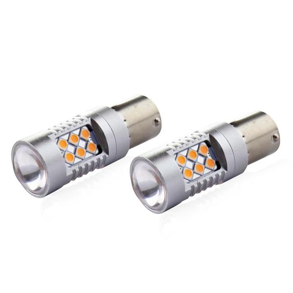 2 uds. Lámparas Led Ambar PY21W BAU15s canbus 24smd 3030 12/24V - AMIO 02580